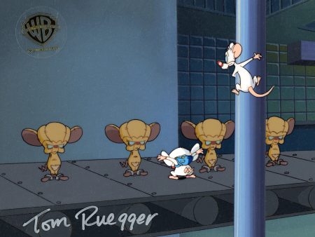 Pinky And The Brain Original Production Cel on Original Background Signed by Tom Ruegger: Pinky, Brain Discount