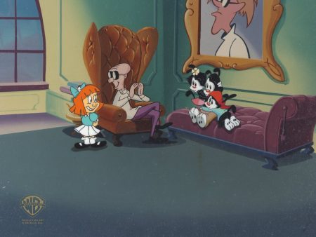 Animaniacs Original Production Cel: Dr. Scratchansniff, Elmyra, Yakko, Wakko, and Dot For Discount