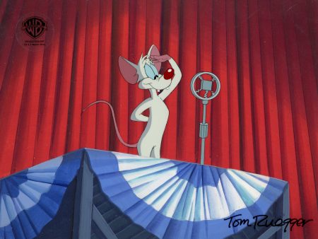 Pinky And The Brain Original Production Cel on Original Background Signed By Tom Ruegger: Pinky Online now