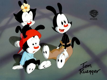 Animaniacs Original Production Cel Signed by Tom Ruegger: Wakko, Yakko, Dot Fashion