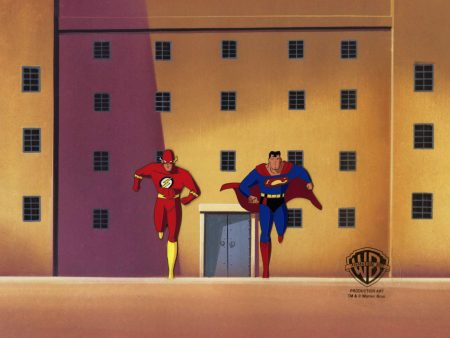 Superman The Animated Series Original Production Cel with Matching Drawing: Flash, Superman Hot on Sale