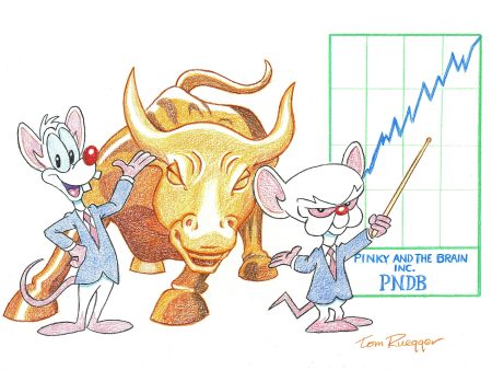 Tom Ruegger Original Signed Drawing: Pinky and the Brain on Wall Street Discount