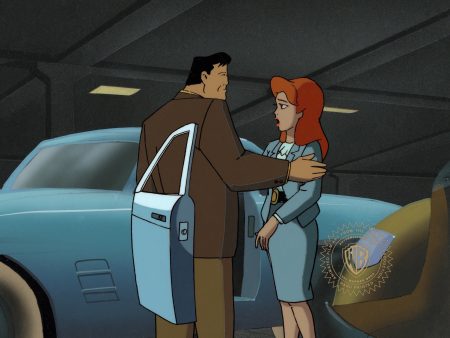 Batman The Animated Series Original Production Cel On Original Background: Bruce Wayne, Pamela Isley Fashion