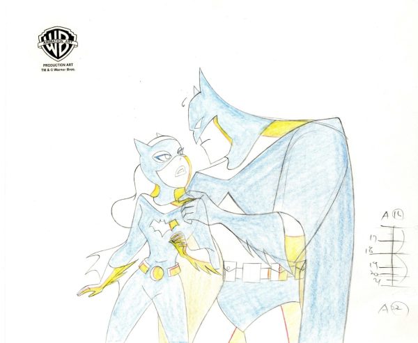 The New Batman Adventures Original Production Drawing: Batman and Batgirl Online Sale