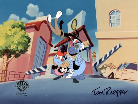 Animaniacs Original Production Cel Signed by Tom Ruegger: Yakko, Wakko, Dot, Ralph Online Hot Sale