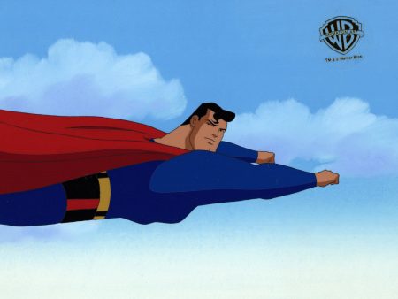 Superman The Animated Series Original Production Cel on Original Background: Superman Cheap