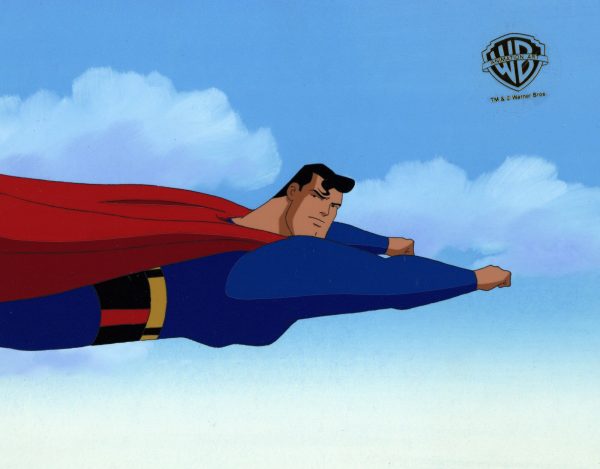 Superman The Animated Series Original Production Cel on Original Background: Superman Cheap