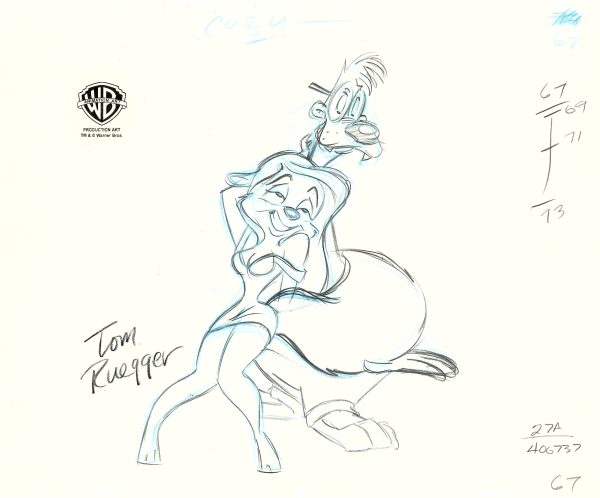 Animaniacs Original Production Drawing Signed by Tom Ruegger: Minerva, Wilford Supply